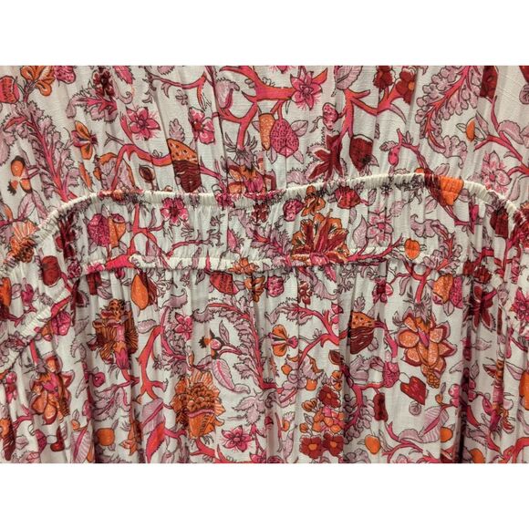 Knox Rose XXL Tiered Maxi Dress Floral Smocked Waist Ruffle Sleeve FREE SHIP - Picture 7 of 7